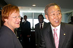 President of the Republic Tarja Halonen and UN Secretary-General Ban Ki-moon in New York. Copyright © Office of the President of the Republic of Finland 