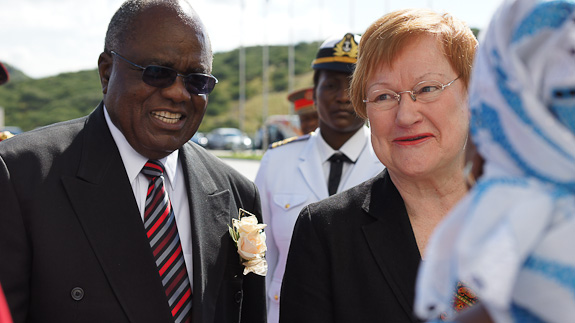 Tasavallan presidentti Tarja Halonen ja Namibian presidentti Hifikepunye Pohamba Windhoekissa 22. helmikuuta 2011. Copyright © Tasavallan presidentin kanslia