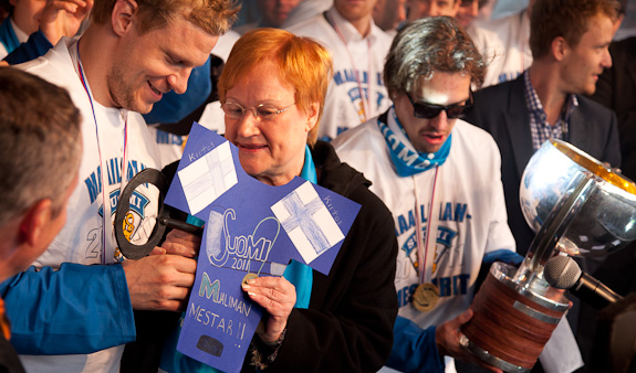 Jääkiekon maailmanmestaruusjuhlat Helsingissä 16.5.2011. Copyright &copy;Tasavallan presidentin kanslia