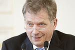President Sauli Niinistö vid presskonferensen den 5 mars 2012. Copyright © Republikens presidents kanslid