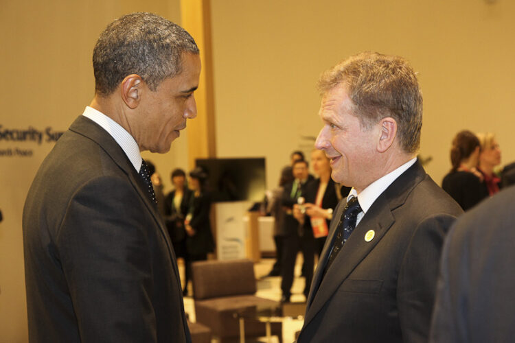  President of the Republic Sauli Niinistö and President of the United States Barack Obama at the international Nuclear Security Summit in Seoul, South Korea on 26 March 2012. Copyright © Office of the President of the Republic of Finland