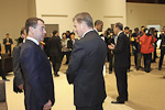 President of the Republic Sauli Niinistö and President Dmitri Medvedev of Russia at the international Nuclear Security Summit in Seoul, South Korea on 26 March 2012. US President Barack Obama and UN Secretary General Ban Ki-moon are talking in the background.Copyright © Office of the President of the Republic of Finland