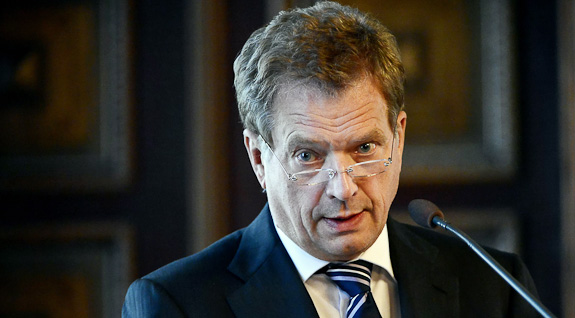 Presidentti Niinistö oli pääpuhujana Väinö Tannerin säätiön ja Tanner-akatemian järjestämässä Tanner-luennolla 16. lokakuuta 2012. Kuva: Lehtikuva
