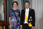  Tasavallan presidentti Sauli Niinistö ja puoliso Jenni Haukio valmistautuvat vastaanottamaan kutsuvieraat itsenäisyyspäivän juhlavastaanotolle 6.12.2012. Copyright © Tasavallan presidentin kanslia 