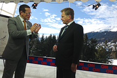  President Niinistö being interviewed by Richard Quest from CNN in Davos. Copyright © Office of the President of the Republic of Finland 