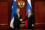  President Sauli Niinistö och Rysslands premiärminister Dmitri Medvedev träffades I Gorki mondagen den 11 februari 2013. Bild: Lehtikuva 