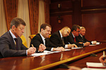  President Sauli Niinistö och Rysslands premiärminister Dmitri Medvedev träffades I Gorki mondagen den 11 februari 2013. Bild: Lehtikuva 