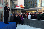 Presidentti Niinistö puhui Lordin aukiolla Rovaniemellä 27. helmikuuta 2013. Copyright © Tasavallan presidentin kanslia 