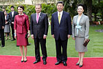  Puoliso Jenni Haukio, presidentti Sauli Niinistö, Kiinan presidentti Xi Jinping ja puoliso Peng Liyuan. Kuva: Lehtikuva 