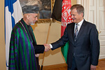 Arbetsbesök av Afghanistans president Hamid Karzai den 29.4.2013. Copyright © Republikens presidents kansli 