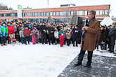  Presidentti Niinistö puhui ja tapasi kaupunkilaisia avoimessa yleisötilaisuudessa Pudasjärven torilla 30. marraskuuta. Kuva: Pudasjärven kaupunki/Juha Nyman