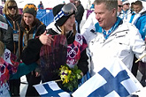 Silver! President Niinistö congratulating Ladies' Slopestyle silver medallist Enni Rukajärvi. Copyright © Office of the President of the Republic 