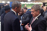  President Sauli Niinistö discussing with President of the United States Barack Obama. Copyright © Office of the President of the Republic 