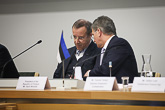 Presidenterna deltog i ett seminarium som behandlade de ekonomiska relationerna mellan Finland och Estland. Copyright © Republikens presidents kansli
