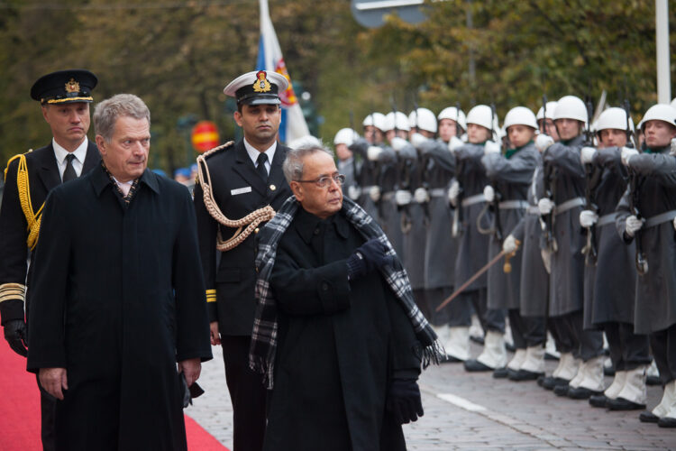  State visit of President of India Pranab Mukherjee on 14–16 October 2014. Copyright © Office of the President of the Republic  
