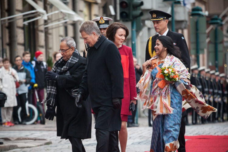  State visit of President of India Pranab Mukherjee on 14–16 October 2014. Copyright © Office of the President of the Republic  
