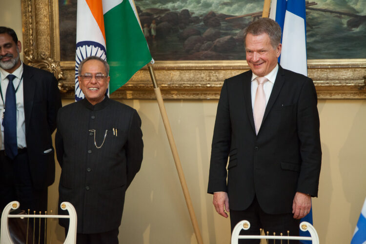  State visit of President of India Pranab Mukherjee on 14–16 October 2014. Copyright © Office of the President of the Republic  
 