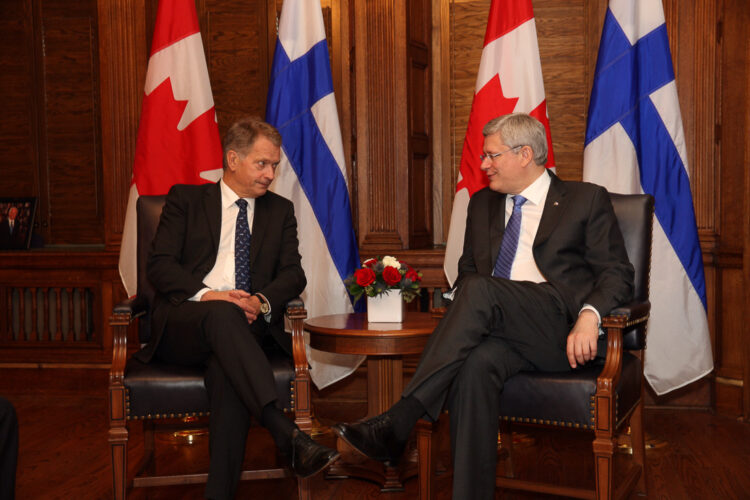  President Sauli Niinistö and Prime Minister of Canada Stephen Harper met on 9 October in Ottawa. Copyright © Office of the President of the Republic
