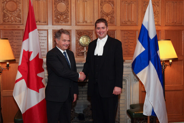  President Niinistö with Mr. Andrew Scheer, Speaker of the House of Commons. Copyright © Office of the President of the Republic
