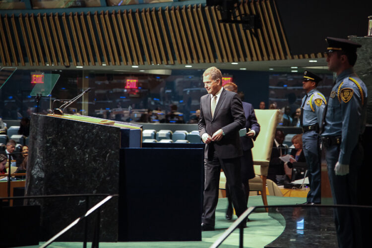  Öppningsveckan för Förenta Nationernas 69:e generalförsamling den 20−25 september 2014. Copyright © Republikens presidents kansli  