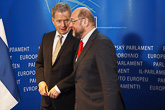  President Sauli Niinistö meets President of the European Parliament Martin Schulz in Bruessels on 21 January. Copyright © Office of the President of the Republic