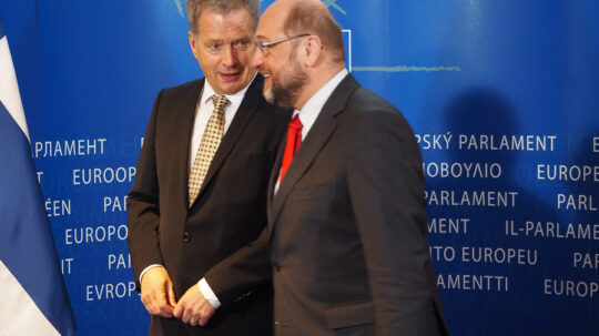 Euroopan parlamentin puhemies Martin Schulz vastaanotti presidentti Sauli Niinistön vierailulle Brysseliin 21. tammikuuta. Copyright © Tasavallan presidentin kanslia