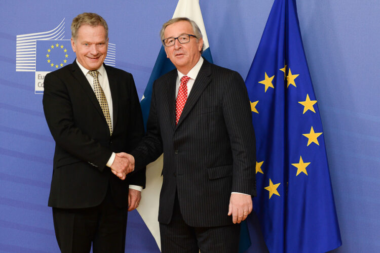  Presidentti Sauli Niinistö ja Euroopan komission puheenjohtaja Jean-Claude Juncker Brysselissä 22. tammikuuta. Kuva: EU-komissio / Etienne Ansotte