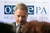  President Niinistö giving an interview to the media. Copyright © Office of the President of the Republic