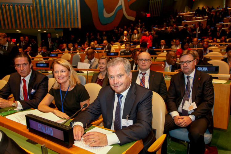  Finlands delegation vid FN:s generalförsamling. Foto: Republikens presidents kansli. 