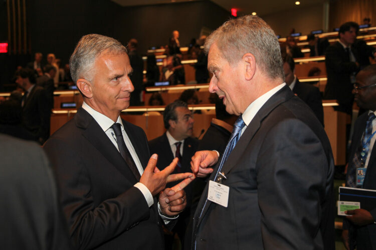  President Niinistö och Schweiz utrikesminister Didier Burkhalter. Foto: Republikens presidents kansli. 