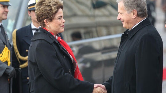 Presidentti Niinistö vastaanotti Brasilian presidentin Dilma Rousseffin vierailulle 20. lokakuuta. Copyright © Tasavallan presidentin kanslia