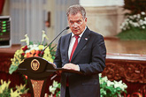 President Niinistö speaking at the banquet organised in honour of the state visit in Jakarta on 3 November 2015. Copyright ©  Office of the President of the Republic of Finland