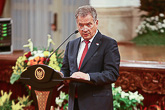  President Niinistö höll tal statsbesöket till ära under festmiddagen i Jakarta den 3 november 2015. Copyright © Republikens presidents kansli 