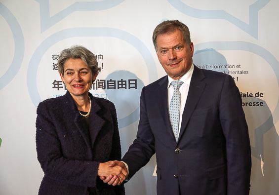 President Niinistö and Irina Bokova, Director-General of UNESCO, met on 3 May. Photo: Katarina Koch/OKM