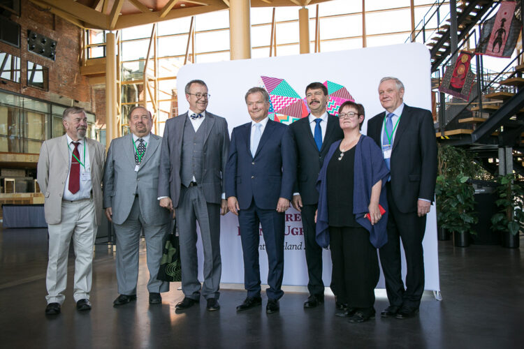 Ungerns president János Áder och Estlands president Toomas Hendrik Ilves avlade besök i Finland och deltog i de finsk-ugriska folkens världskongress i Lahtis på onsdag den 15 juni 2016. Foto: Matti Porre/Republikens presidents kansli