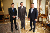 Hungarian President János Áder and Estonian President Toomas Hendrik Ilves visited Finland. President of the Republic Sauli Niinistö met them on Wednesday, 15 June, and later in the afternoon all three attended the World Congress of the Finno-Ugric Peoples in Lahti. Photo: Matti Porre/Office of the President of the Republic of Finland