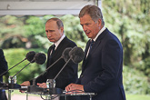 Rysslands president Vladimir Putin avlade ett arbetsbesök i Finland fredagen den 1 juli 2016. Republikens president Sauli Niinistö tog emot president Putin på Gullranda. Foto: Juhani Kandell/Republikens presidents kansli