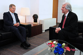 President Niinistö and President Vázquez in official discussions in Montevideo on 17 August 2016. In addition to economic relations, the presidents discussed opportunities for cooperation in science, technology, education and the health sector. Photo: Presidencia de la Republica - ROU