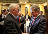 Yhdysvaltain varapresidentti Mike Pence ja presidentti Sauli Niinistö tapasivat Münchenissä 18. helmikuuta. Kuva: Katri Makkonen/Tasavallan presidentin kanslia