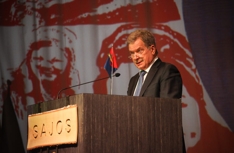  ‘Buori sámi álbmotbeaivvi!’ – Happy Sámi National Day! – said President Niinistö at the SuomiSápmi 100+100 celebration. “The cultural heritage has been cherished and its traditions passed down to new generations. In addition, today's Sámi culture, which cuts across a range of art forms, is both unique and contemporary,” said the President. Photo: Matti Porre/Office of the President of the Republic of Finland
