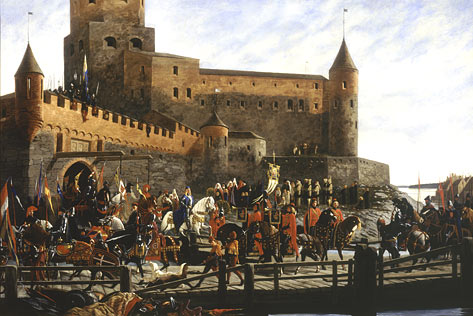 Falkman, Severin: Kaarle Knuutinpojan lähtö Viipurin linnasta 1448. Copyright © Kuvataiteen keskusarkisto