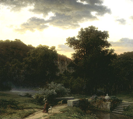 Holmberg, Werner: Linnanpuisto auringonlaskun aikaan. Copyright © Kuvataiteen keskusarkisto