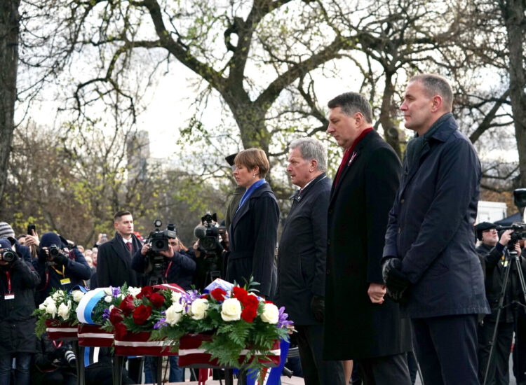 President Niinistö attended official celebrations marking the 100th anniversary of the proclamation of Latvian independence on 18 November 2018 in Riga. 