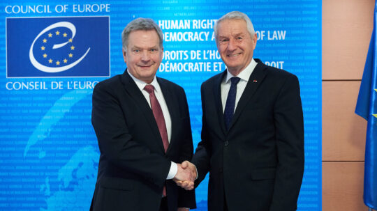 President @Niinistö met with Secretary General of the Council of Europe Thorbjørn Jagland. © Council of Europe / Candice Imbert