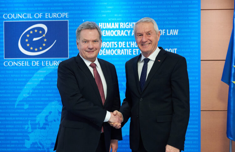 President @Niinistö met with Secretary General of the Council of Europe Thorbjørn Jagland. © Council of Europe / Candice Imbert