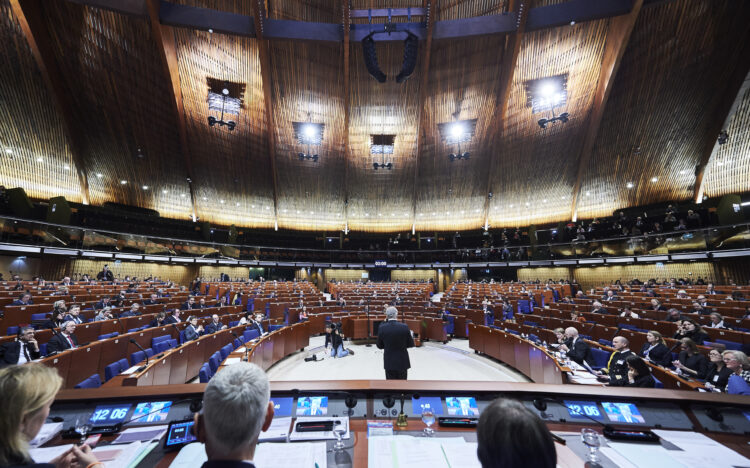 Presidentti Niinistö puhui Euroopan neuvoston parlamentaarisen yleiskokouksen täysistunnossa. © Council of Europe / Candice Imbert