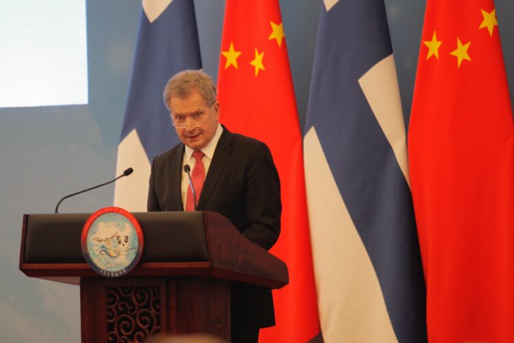 President Niinistö holding a speech at the the launching event of the China–Finland Year of Winter Sports. Photo: Matti Porre/Office of the President of the Republic