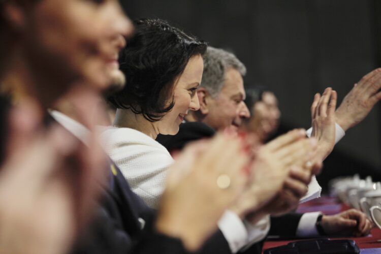 President Niinistö and Mrs Jenni Haukio attended the opening of the China-Finland Year of Winter Sports. Photo: Matti Porre/Office of the President of the Republic of Finland