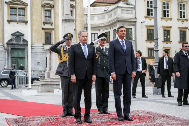 President of Slovenia Borut Pahor welcomed President Niinistö to an official visit to Slovenia. Photo: Matti Porre/Office of the President of the Republic