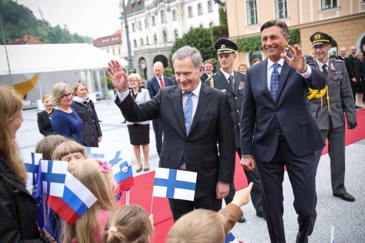 Vastaanottoseremoniat Ljubljanassa. Kuva: Matti Porre /Tasavallan presidentin kanslia